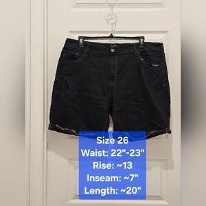 a.n.a 5-Pocket Black Denim Shorts with Distress Detail, GUC, Size 26